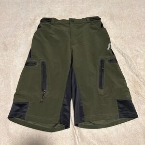 ARSUXEO Mountain Bike Shorts Mens M 28-33 12in Green Black Pockets MTB Cycling